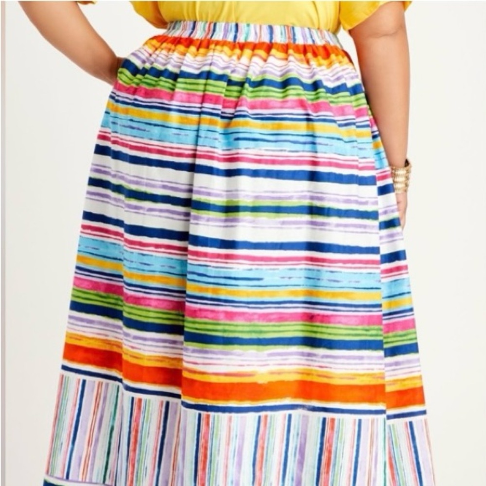Ashley Steward Multi Striped Boho Maxi Skirt